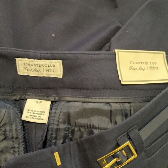 Charter Club Intrepid Blue Tummy Slimming Classic Fit Straight Legs, size 12P - Picture 3 of 3